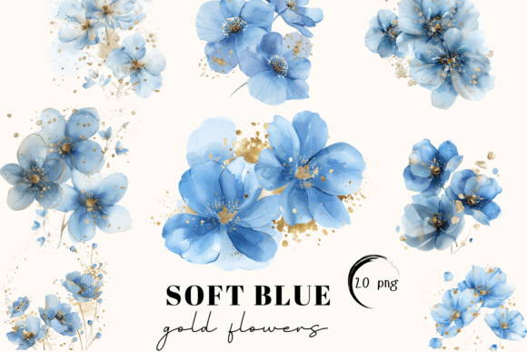Abstract Blue Gold Flowers: Elevate Your Design Projects