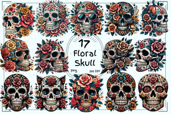 Floral Skulls Sublimation: 17 Edgy & Elegant Designs