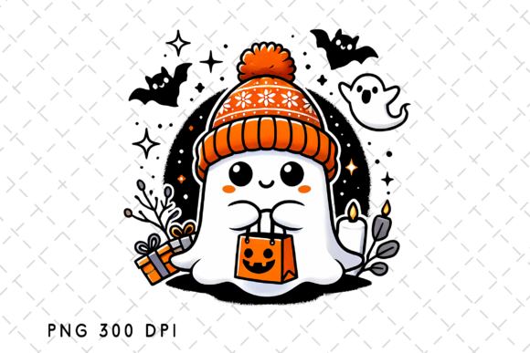 Spooky Cute Ghost PNG for Creative Halloween Design