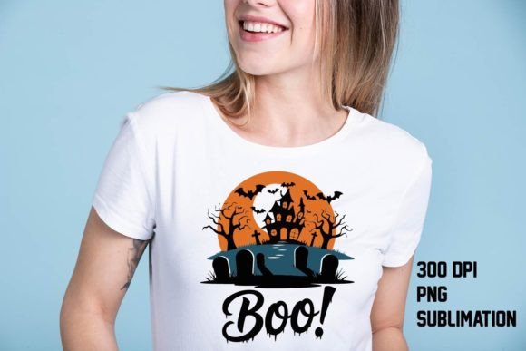 Spooky Style: A Boo Ghost Halloween T-Shirt Design PNG for Creative Projects