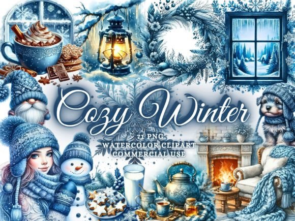 Watercolor Winter Clipart Christmas PNG for Professional Design